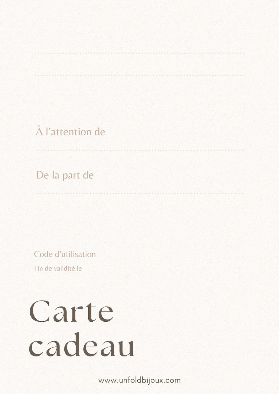 Carte Cadeau bijoux ou ateliers