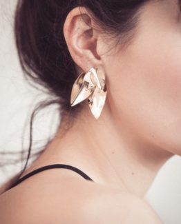 Boucles d'oreilles grandes feuilles ear jacket unfold bijoux delicats minimalistes bijoux uniques